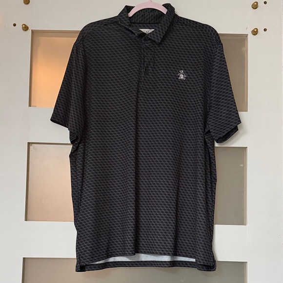 Original Penguin Men's Golf Dark Gray Patterned Polo Shirt - Picture 1 of 1